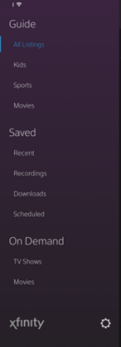 The tool icon is on the bottom right of the menu. There is a Guide section at the top and below that is a Saved section and below that is an On Demand section.