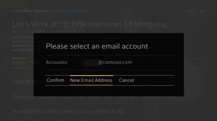 Email account options are displayed
