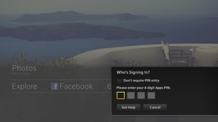 X1 Photos app - Who's Signing In screen