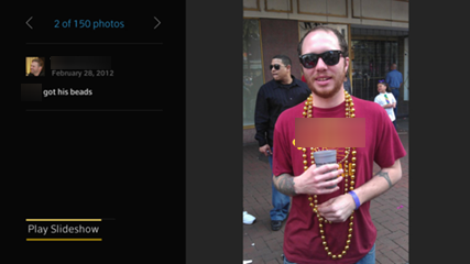 X1 Photos app - Facebook Albums - Slideshow playing