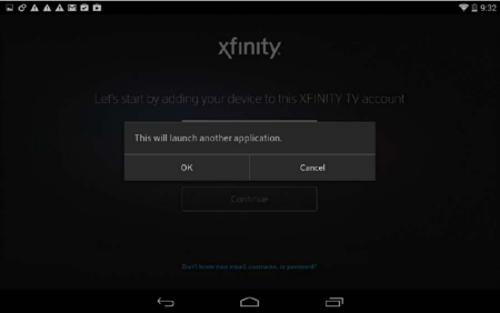 Tap OK on the left hand side of the middle of the screen to launch another application.
