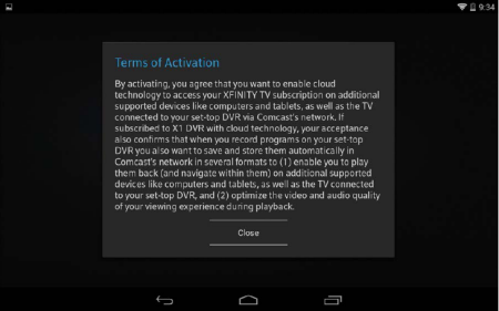 Terms and conditions display