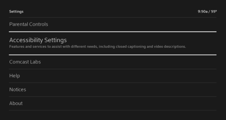 The Accessibility Settings are reached from the left-hand side of the Settings menu, the second item from the top.