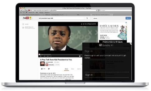 XFINITY TV on the X1 Platform - Send to TV - example from YouTube in a web browser