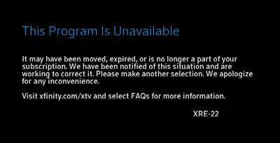 A message states the program is unavailable.