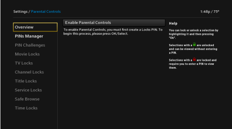 On the Parental Controls Screen the "Overview" option is the top one on the left side.