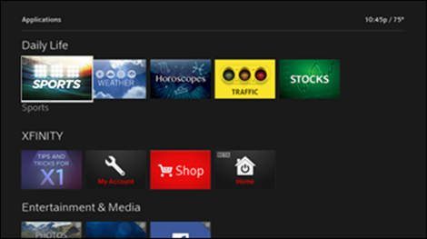 The X1 Apps Menu.