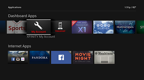 Dashboard and Internet apps are listed left to right. Dashboard apps are in the top row and Internet apps in the bottom row.
