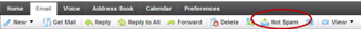 Email Tab - Not Spam Button