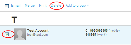 Universal Address Book toolbar - "Delete" circled