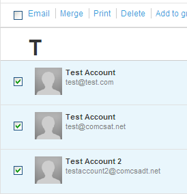 Contact List - Check boxes to select desired contacts to print