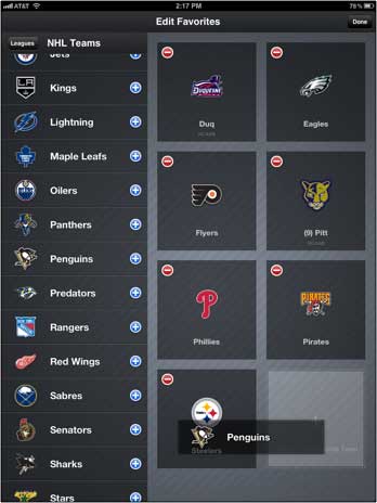 Add or Edit Favorite Teams