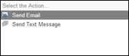 Select the action options for the rule to send either an email or a text message.