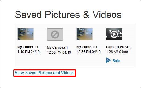 View Saved Pictures and videos is selected on the home page