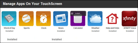 Apps are displayed beneath the manage apps on your touchscreen heading
