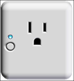 XFINITY Home Secure Outlet Controller displays with blue light indicating the power is on.