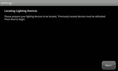 XFINITY Home Touch Screen Controller, Locating Lighting Devices screen