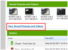 saved pictures and videos screen - "view saved pictures and videos" selected