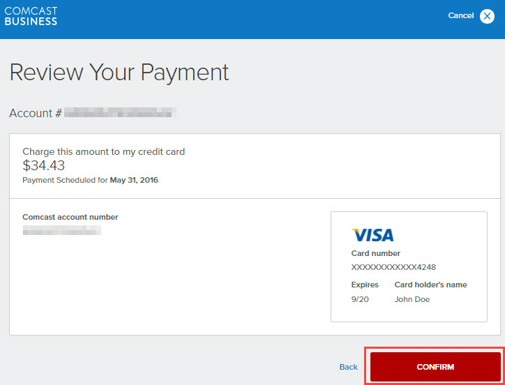 comcast one time bill pay
