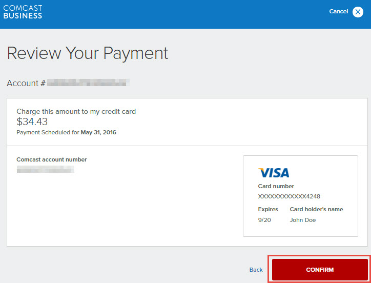 Comcast Business Make a payment online